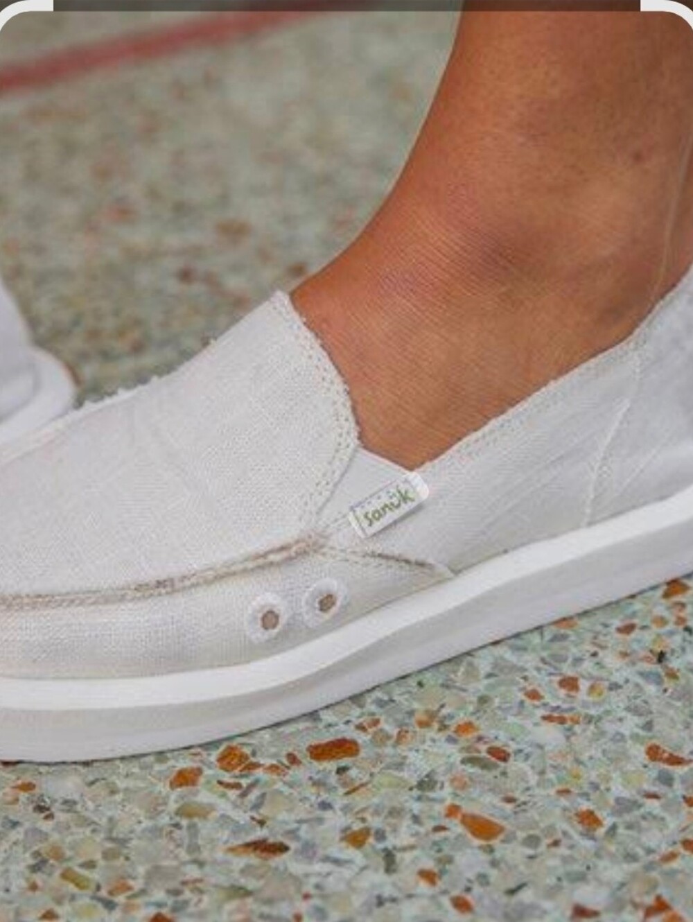 Sanuk Donna Soft Top Hemp Slip On Loafers, White, Size 7